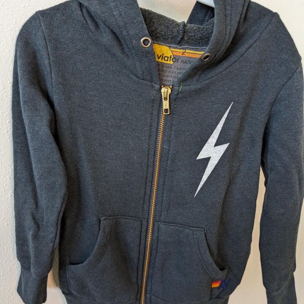 Aviator Nation Black Bolt Hoodie Toddler Size 2